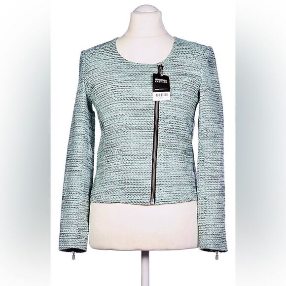 NWT Opus Mint Green Tweed Zipper Jacket Blazer with Silver Hardware Sz 38 / US 8 - Picture 1 of 13